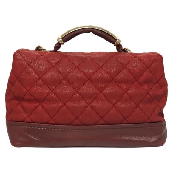 CHANEL Matelasse Chain Shoulder Bag Grained Calf Skin Red CC Auth - Picture 3 of 16